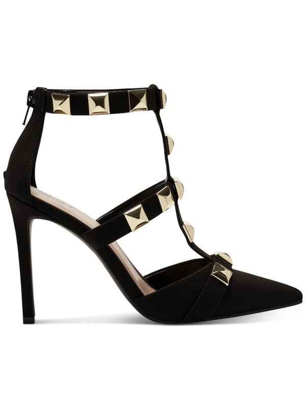 INC Womens Black Studded Strappy Syndia Pointed Toe Stiletto Pumps Shoes 10 M