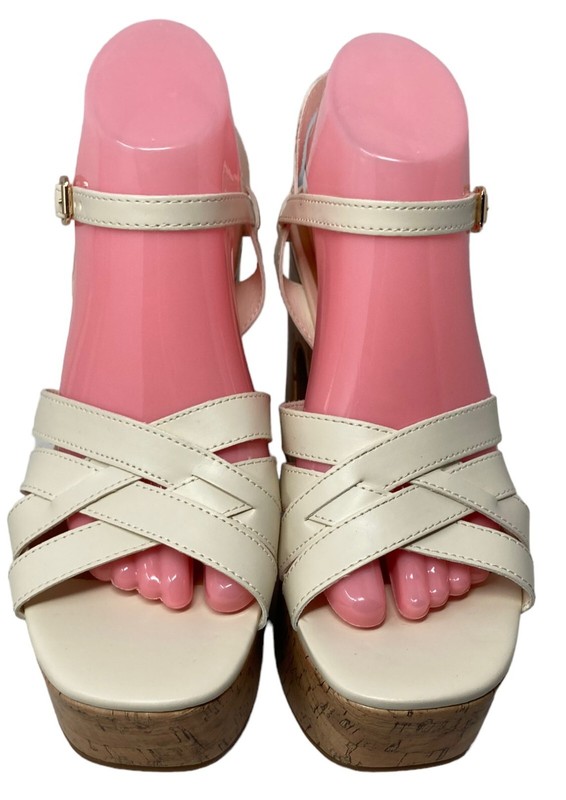 Indigo Rd Cream White Block Heeled Sandals Size 8.5M Women's Cork NEW