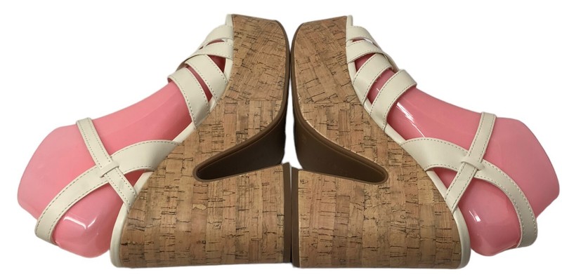 Indigo Rd Cream White Block Heeled Sandals Size 8.5M Women's Cork NEW