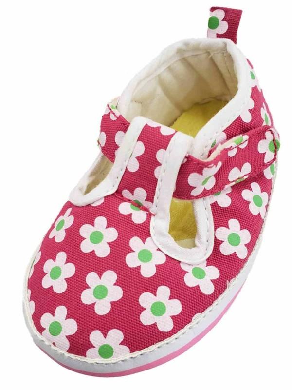 Infant Girls Hot Pink Flower Print Mary Jane Flats Baby Shoes