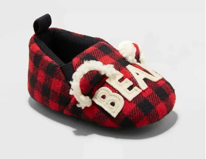 Infants' Family Sleep Baby Bear Slippers Red Plaid - Wondershop - CHOOSE SIZE