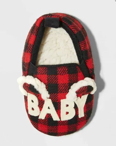 Infants' Family Sleep Baby Bear Slippers Red Plaid - Wondershop - CHOOSE SIZE