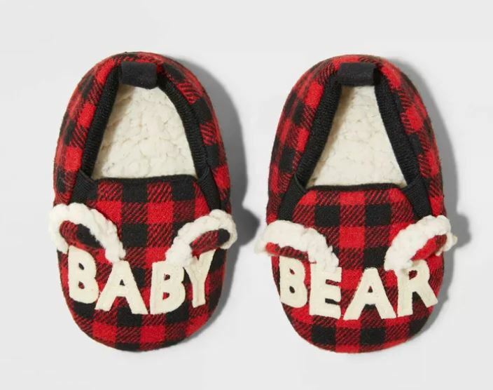 Infants' Family Sleep Baby Bear Slippers Red Plaid - Wondershop - CHOOSE SIZE