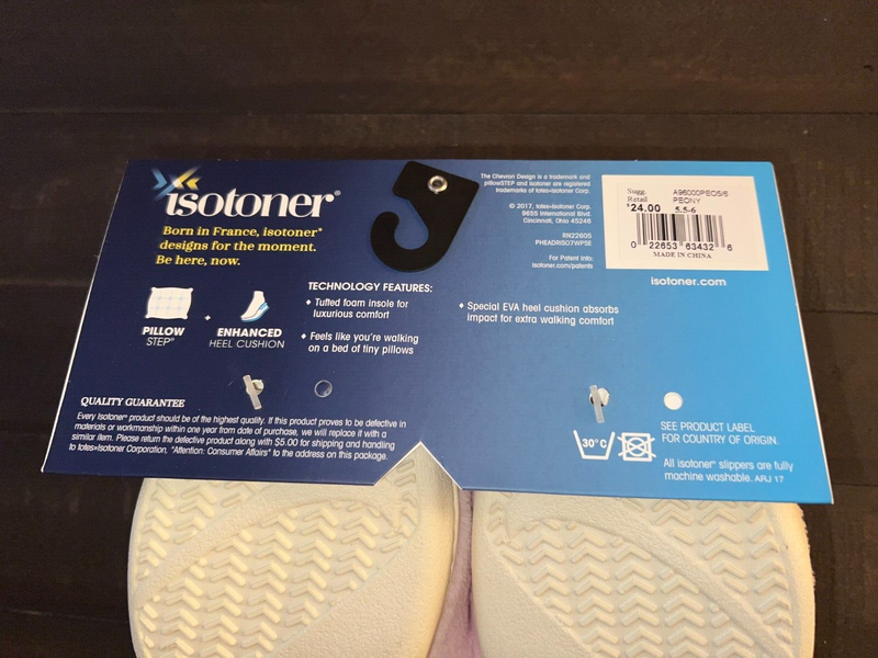 Isotoner A96000 Women's Terry Clog Slippers Tufted Footbed New W/tags