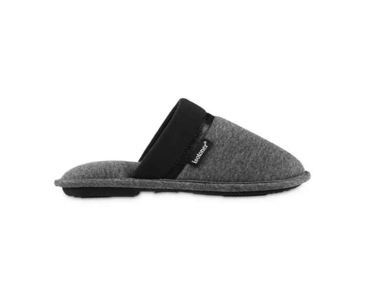 ISOTONER Campbell Jersey Slide Slippers Memory Foam Enhance Heel BLACK 7.5-8