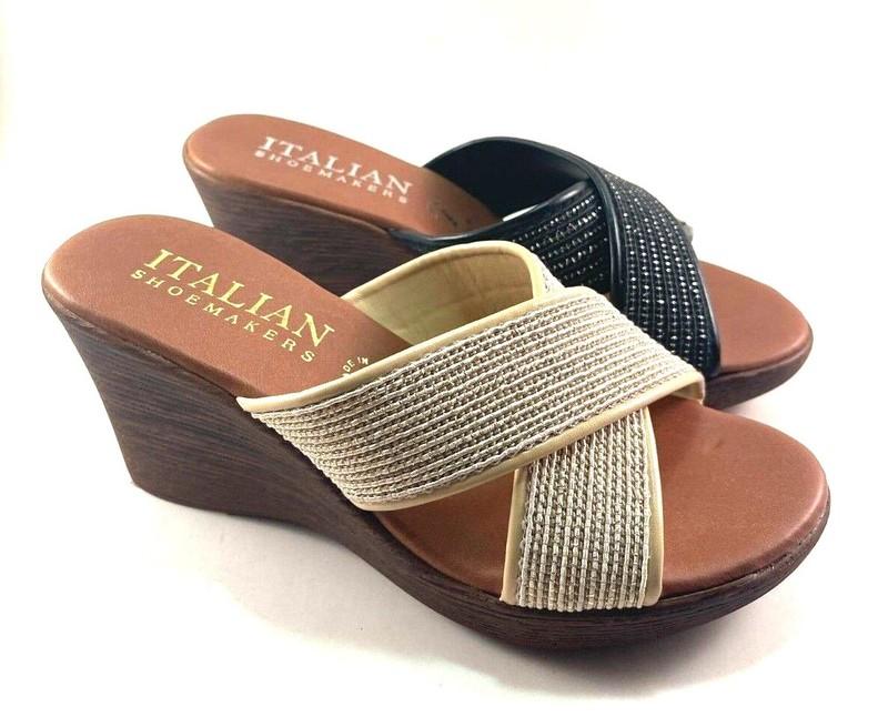 Italian Shoemakers Keisi High Wedge Slip On Sandals Choose Sz/ Color