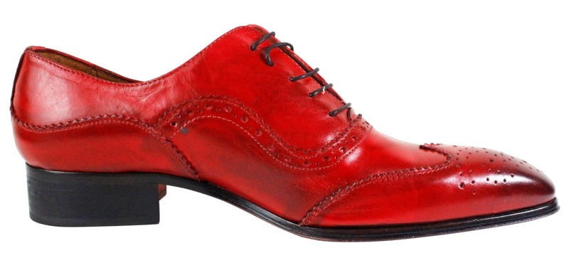 Ivan Troy Dress Shoes Men Red Leather Lace Up Oxford Italian Formal Occasions