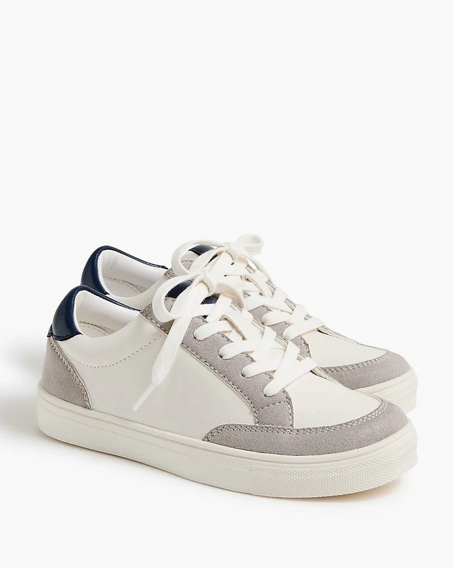 J. Crew Crewcuts Girls or Boys Sneakers Lace Up White Navy Size 1 VGUC (032)
