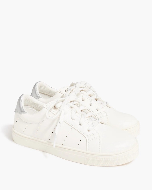 J. Crew Crewcuts Girls Sneakers Lace Up White Lavender Size 1 VGUC (033)