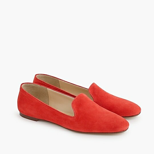 J Crew H5523 NIB Woman's Size 5M Classy Red Suede Casual Slip-On Flats Loafers