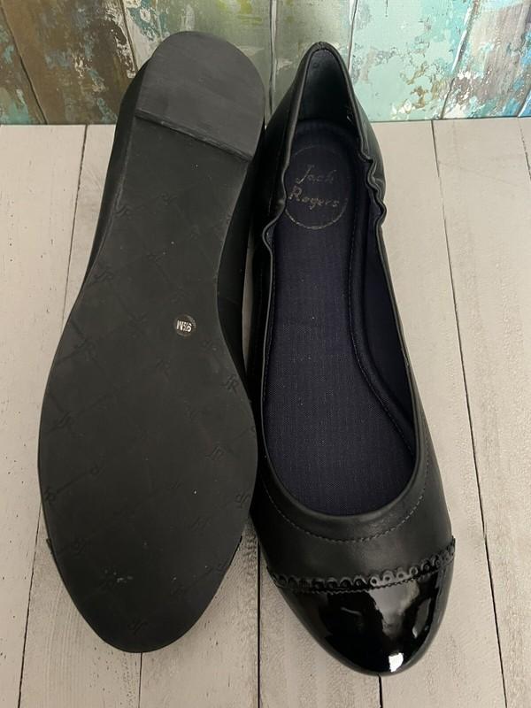 Jack Rogers Bree Black With Patent -Cap Toe Ballerina Flat Woman US Size 9.5M