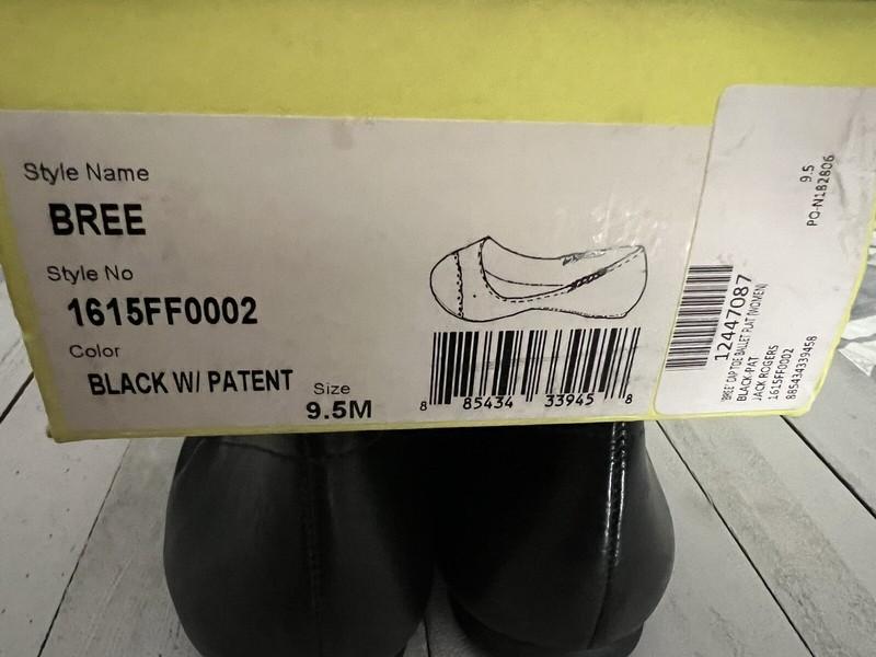 Jack Rogers Bree Black With Patent -Cap Toe Ballerina Flat Woman US Size 9.5M