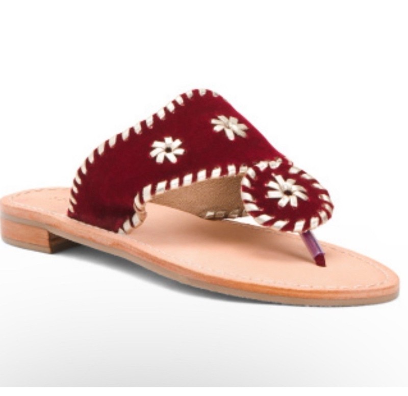 Jack Rogers Girls Jack Velvet Flat Sandal in Bordeaux Burgundy Maroon Size 4 NEW