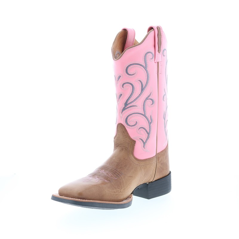 Jama Old West 18119 Womens Brown Leather Slip On Cowboy Western Boots