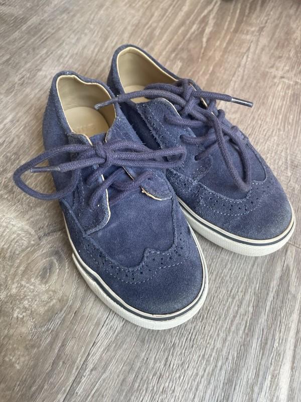 JANIE AND JACK Suede Leather Wingtip Sneaker Nightshadow Blue Kids Size 10