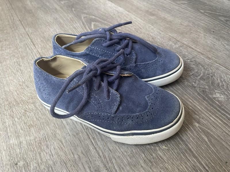 JANIE AND JACK Suede Leather Wingtip Sneaker Nightshadow Blue Kids Size 10