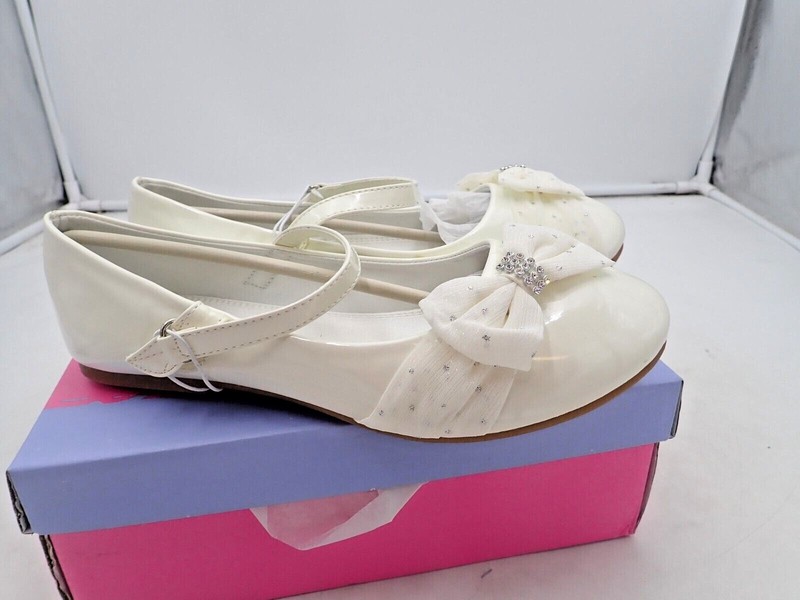 Jelly Beans Ivory Gold Mary Jane W/ Rhinestones Sizes 12 & 4 Little Girl