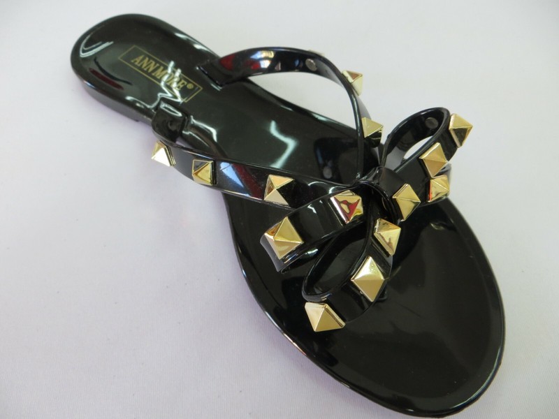 Jelly Sandal "ANDREA" Girls/Kids Flip Flop Flats Slip On Studded Bow - Ann More