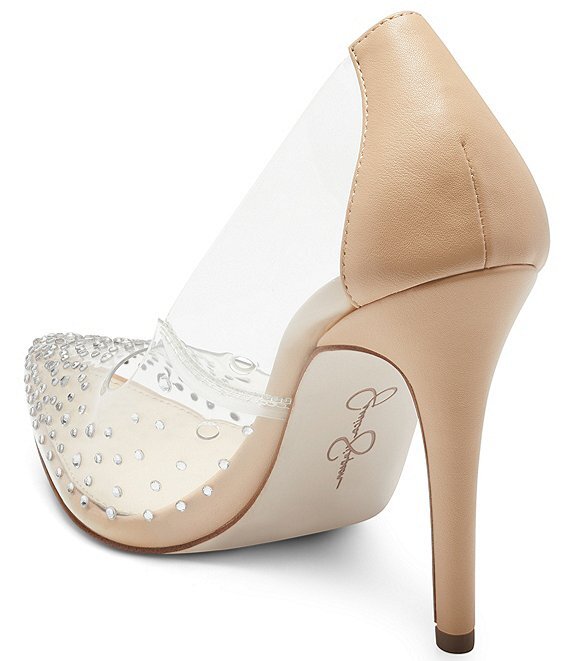 Jessica Simpson Pixera3 Rhinestones Embellished Pointed Toe Stiletto Pumps Clear