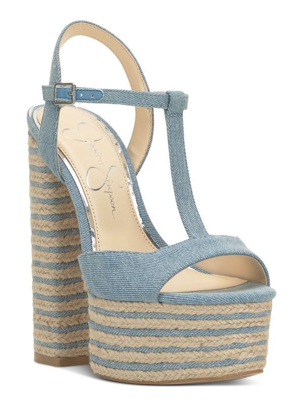 JESSICA SIMPSON Womens Blue 1-1/2" Platform Ameeka Espadrille Shoes 9.5 M