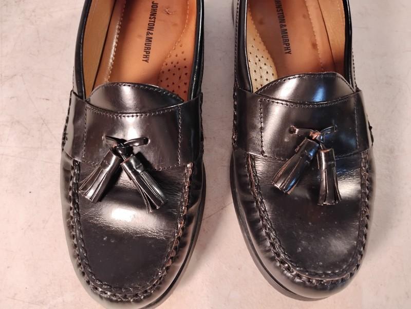 Johnston Murphy Mens 9.5 W Hayes Loafer Dress Black Sheepskin Genuine Leather
