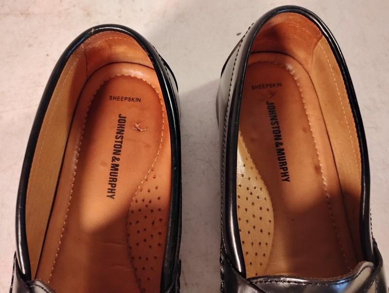 Johnston Murphy Mens 9.5 W Hayes Loafer Dress Black Sheepskin Genuine Leather
