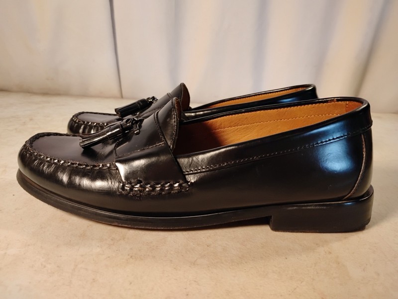 Johnston Murphy Mens 9.5 W Hayes Loafer Dress Black Sheepskin Genuine Leather