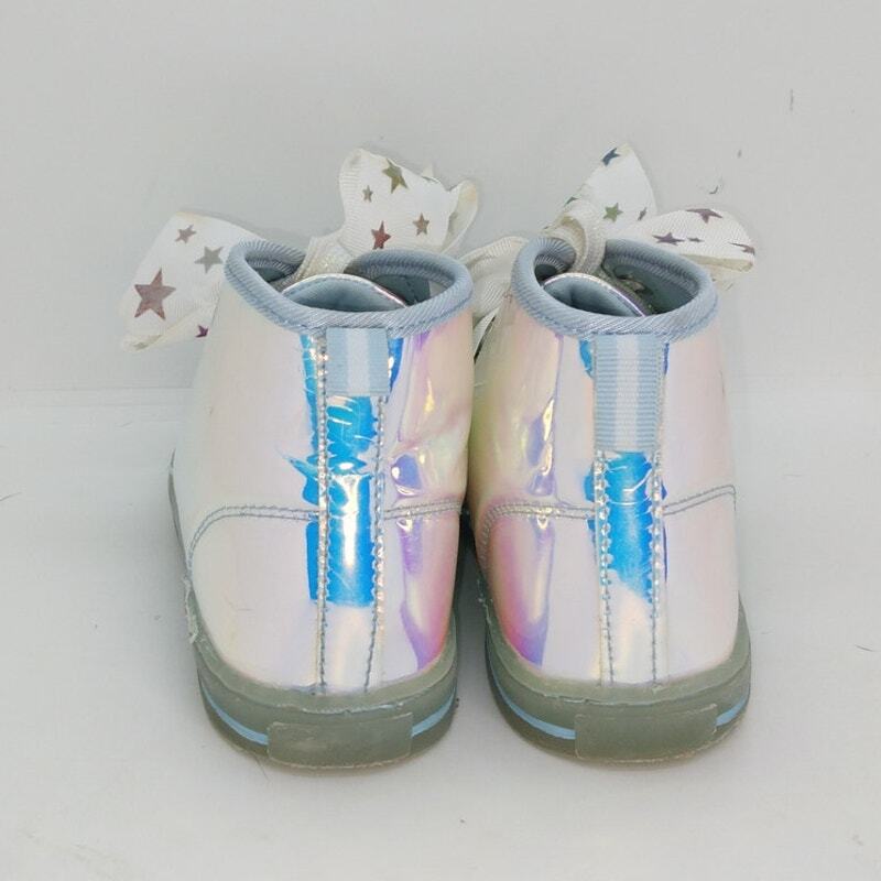 JoJo Siwa Designer Girls Pre-owned Translucent Silver W/Bow Sneakers - Sz. 13