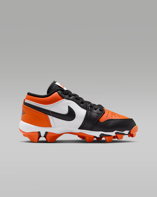 Jordan 1 Low Cleats Starfish White Black Little/Big Kids' (GS) Size 11C - 6Y