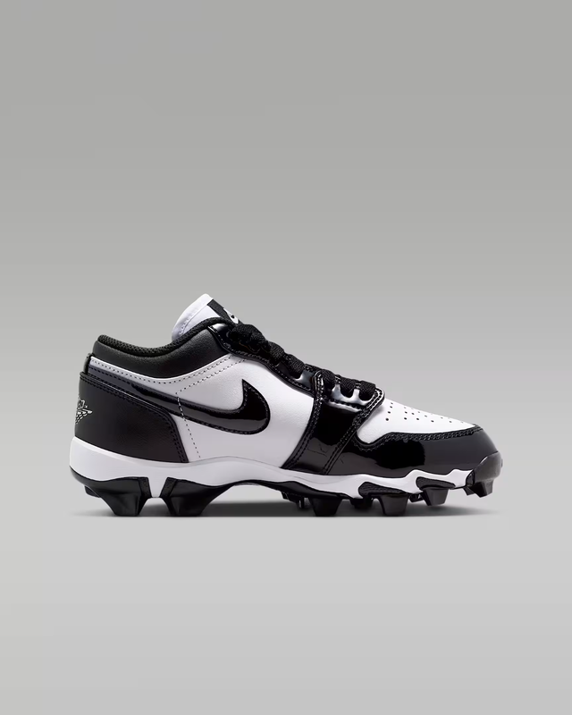 Jordan 1 Low Cleats White Patent Black Little/Big Kids' (GS) Size 11C - 6Y