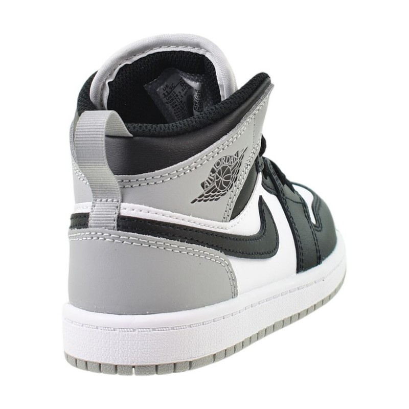 Jordan 1 Mid (PS) Little Kids' Shoes White/Light Smoke Grey/Black DQ8424-101