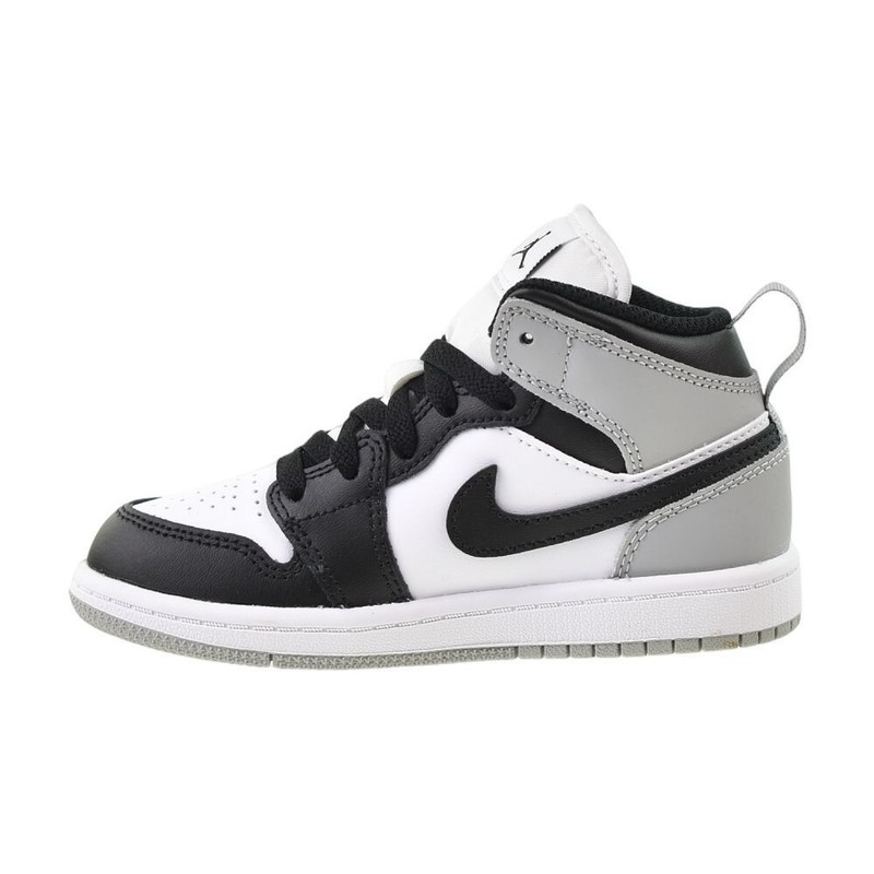 Jordan 1 Mid (PS) Little Kids' Shoes White/Light Smoke Grey/Black DQ8424-101