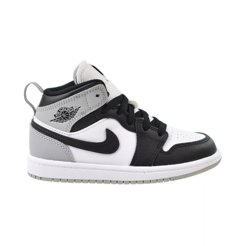 Jordan 1 Mid (PS) Little Kids' Shoes White/Light Smoke Grey/Black DQ8424-101