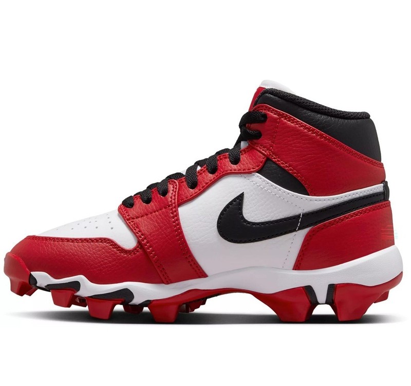 Jordan 1 Mid Youth Cleat 'Chicago' Red HF6883-106 Football Baseball 6Y Size