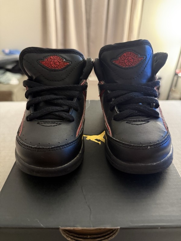 Jordan 2 Retro BT TD Size 8C 395720 002 Black Red Used With Original Box Rare