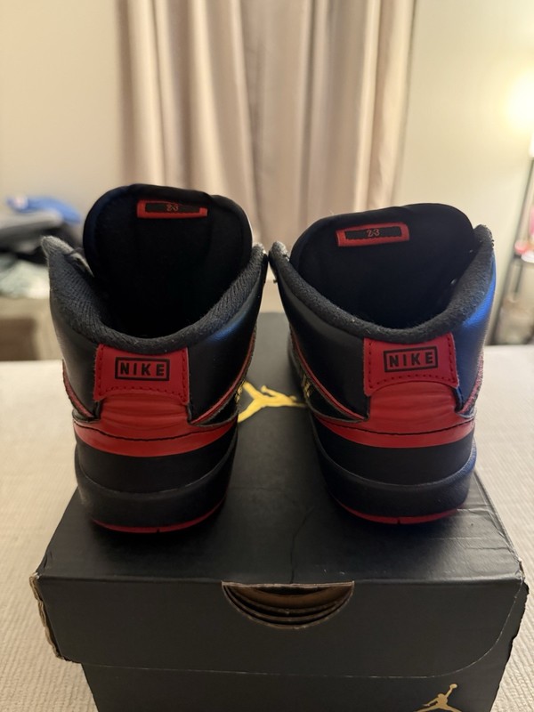 Jordan 2 Retro BT TD Size 8C 395720 002 Black Red Used With Original Box Rare