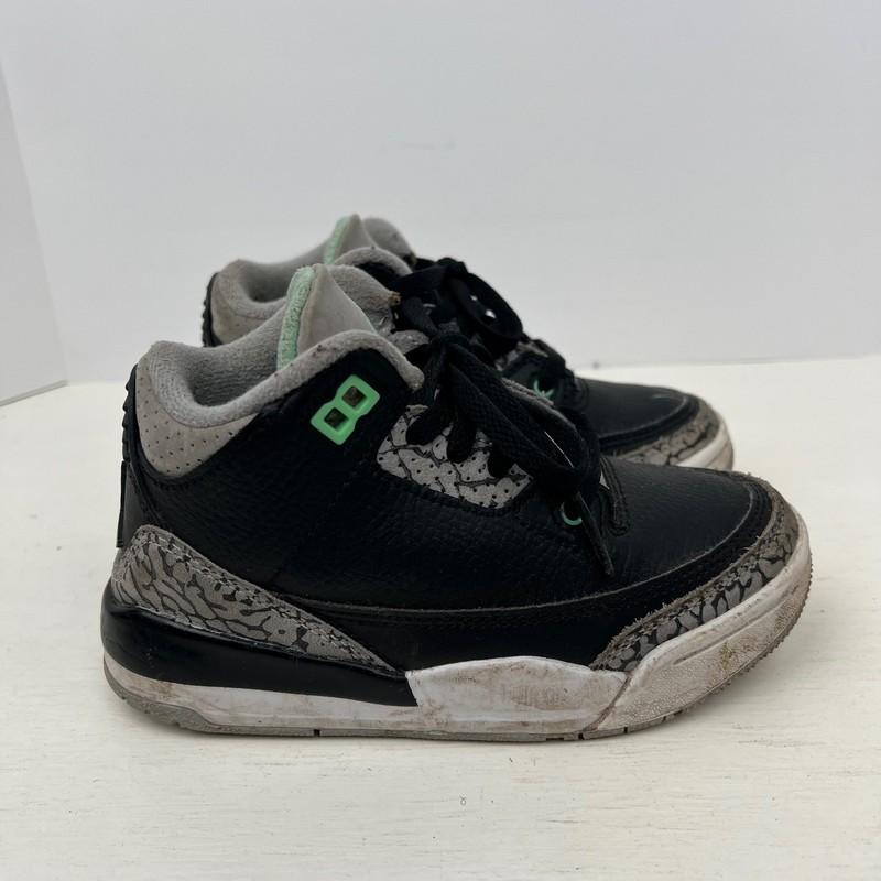 Jordan 3 Retro Black Green Toddler Sneakers Shoes 10.5C DM0966-031