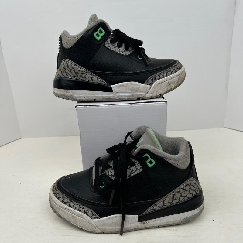 Jordan 3 Retro Black Green Toddler Sneakers Shoes 10.5C DM0966-031