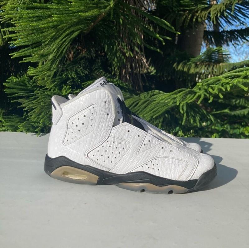 Jordan 6 Retro White and Black Alligator Shoes Boys Size: 7Y