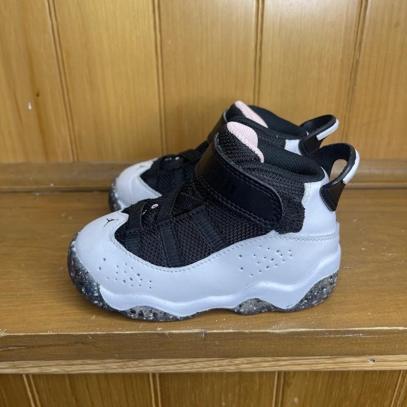Jordan 6 Rings Shoes Toddler 6C Black White Basketball Casual DV3179-100