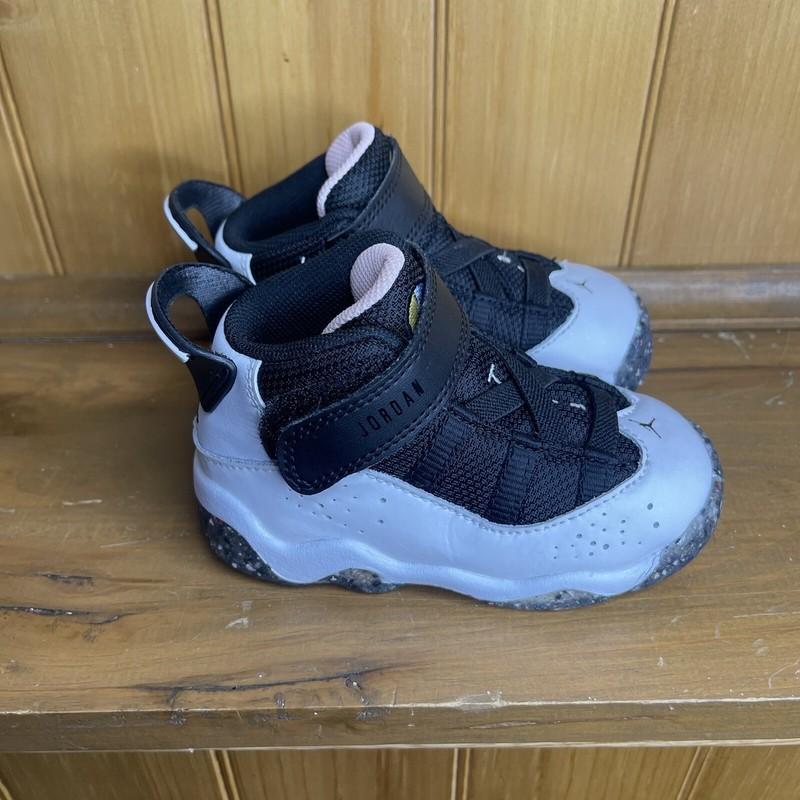 Jordan 6 Rings Shoes Toddler 6C Black White Basketball Casual DV3179-100