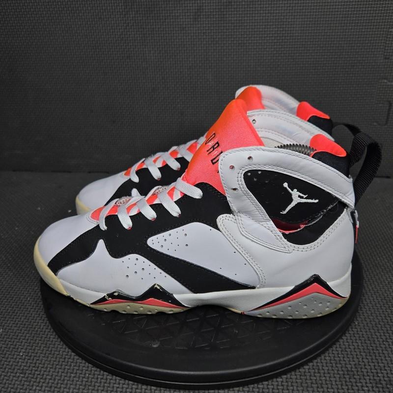 Jordan 7 Retro Shoes Boys Sz 7 White Orange Black Athletic Trainers Sneakers