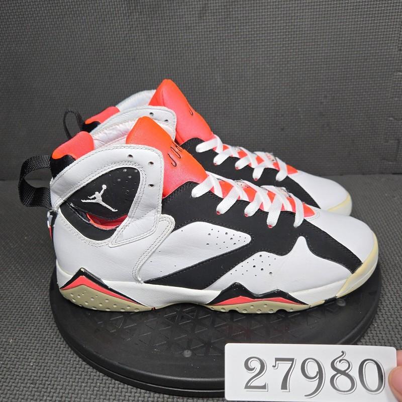 Jordan 7 Retro Shoes Boys Sz 7 White Orange Black Athletic Trainers Sneakers