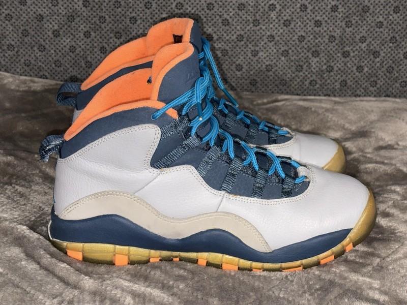 Jordan Air 10 Retro GS Bobcats Youth's Sneakers Size 6Y Gray/Orange 310806-026