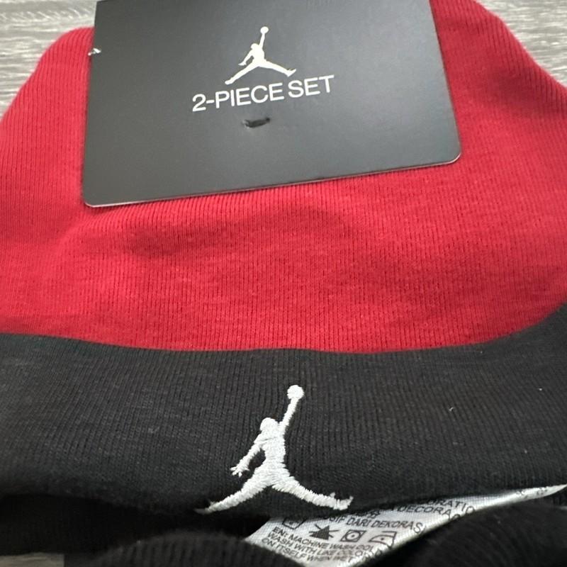 Jordan Booties Crib Hat And Booties Shoes Socks Baby Newborn 0/6 Red And Black