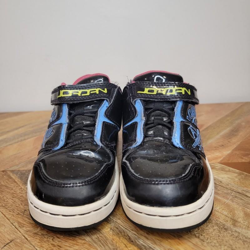 Jordan Kids Size 11C Sneakers Black Strapped Sneakers Paint Splatter 375521-032