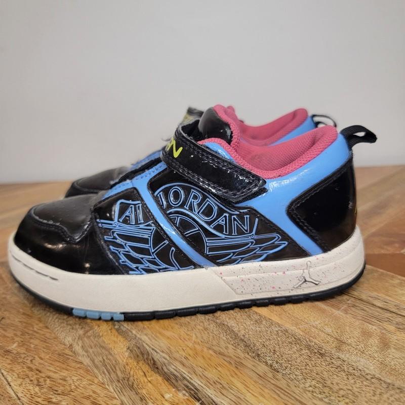 Jordan Kids Size 11C Sneakers Black Strapped Sneakers Paint Splatter 375521-032