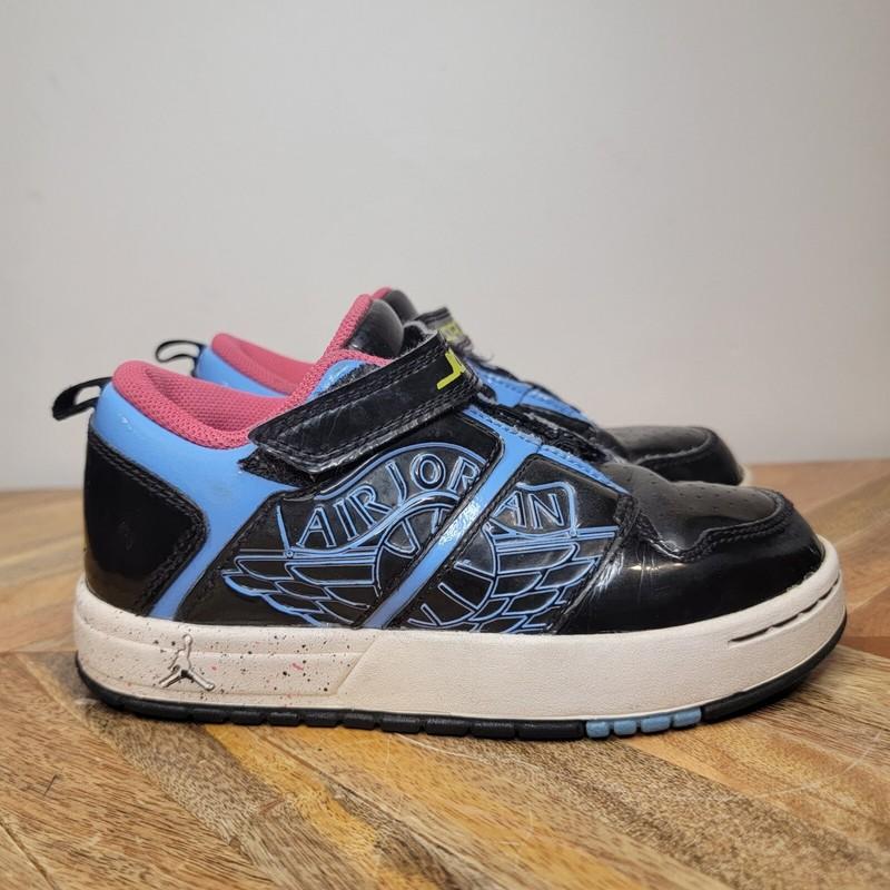 Jordan Kids Size 11C Sneakers Black Strapped Sneakers Paint Splatter 375521-032