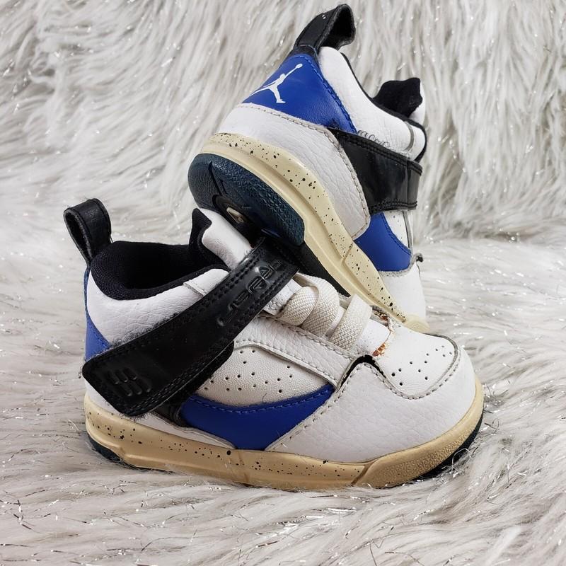 JORDAN White Black Blue Sneakers 364759-105 Toddler Size 5C