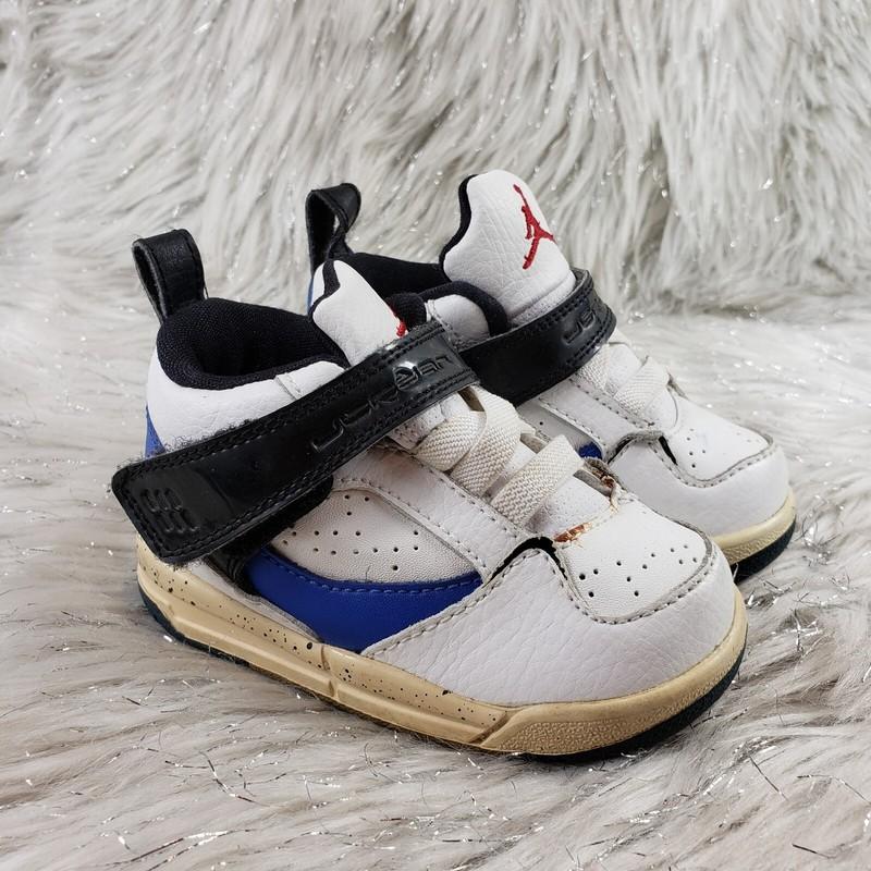 JORDAN White Black Blue Sneakers 364759-105 Toddler Size 5C